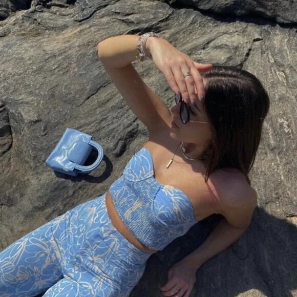 New Zara Floral Printed Underwire Linen Blend Bustier Crop Top NWT Large - Picture 10 of 17